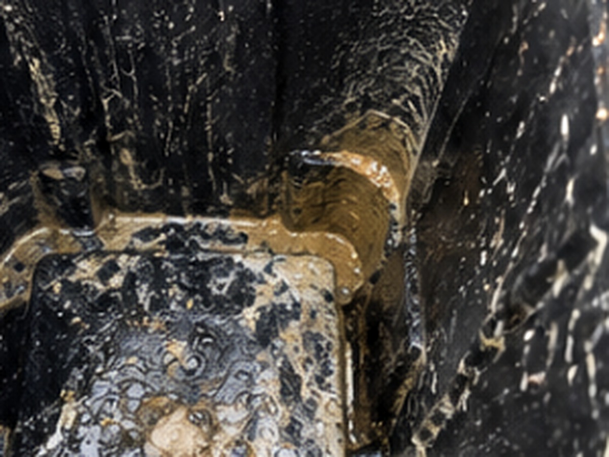 Inside of a residential trash bin before cleaning — caked food residue and grime